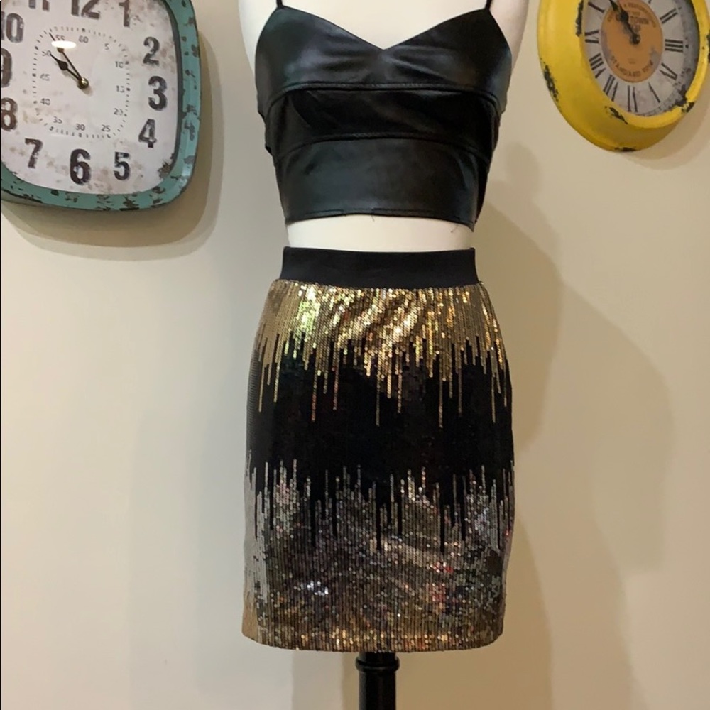 Silver, gold and black skirt